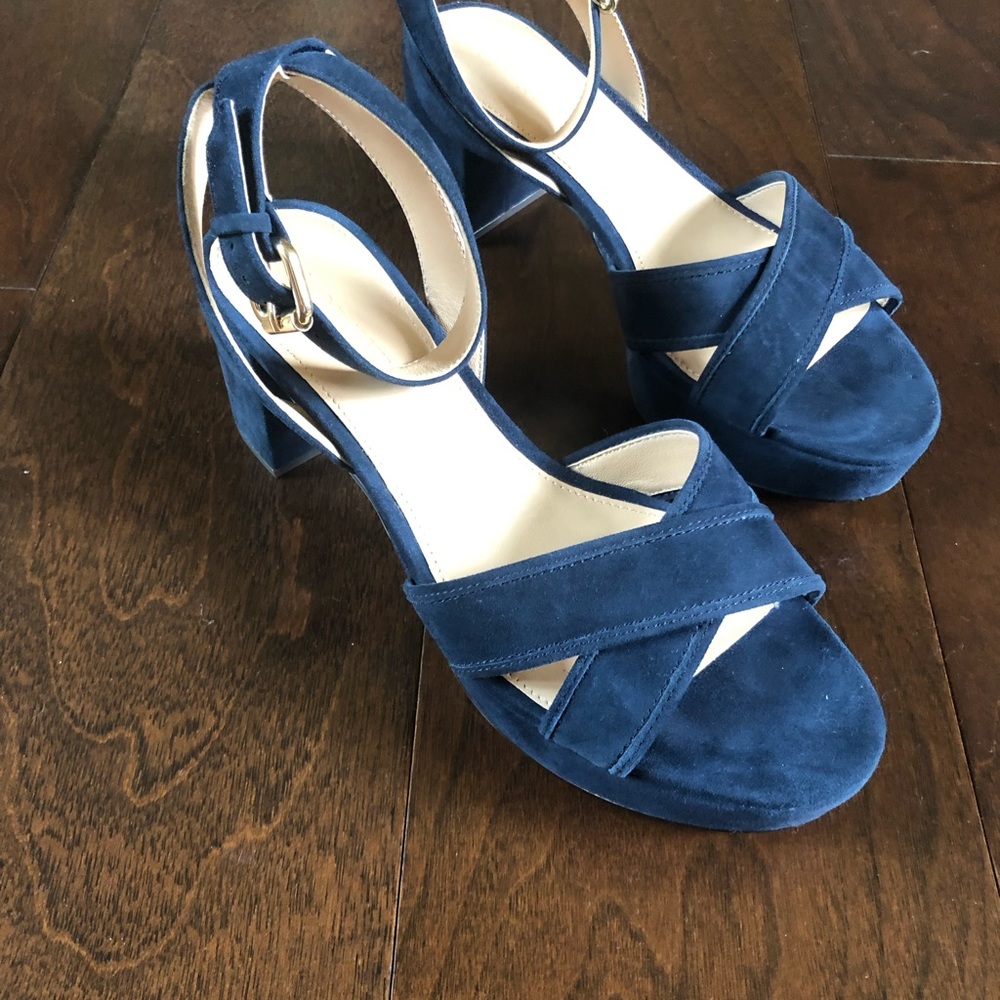 J. Crew, size 6 blue suede sandals.